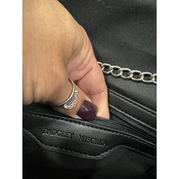 BADGLEY MISCHKA Black Vegan Leather Letter Bag With Tassel - Picture 4 of 10